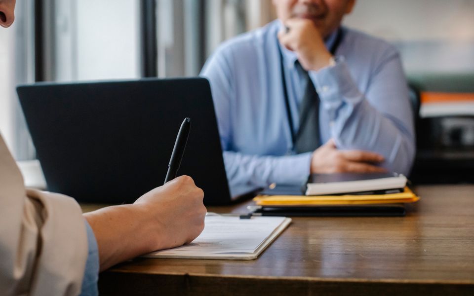 Job interview between a recruiter and a candidate