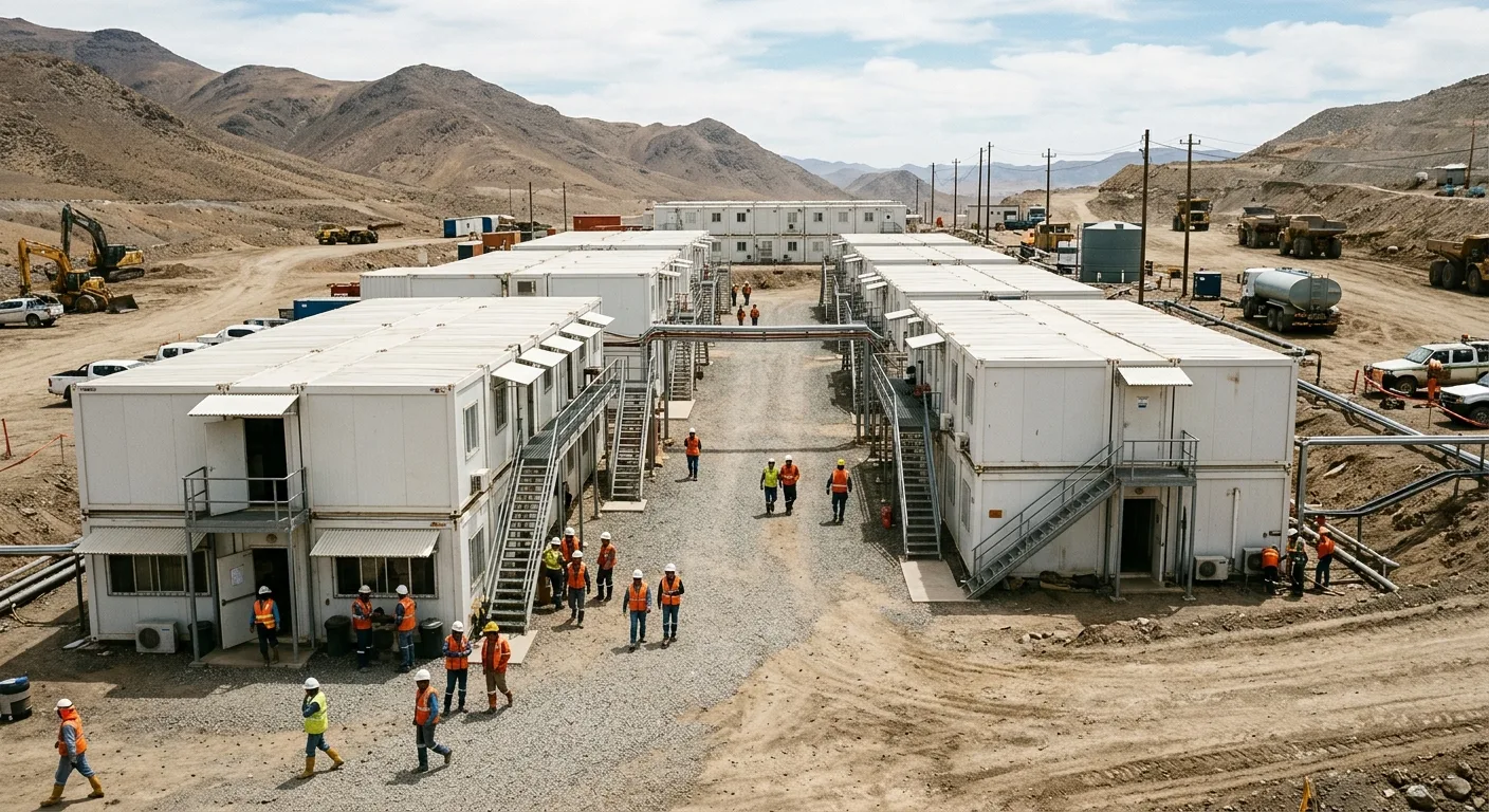 Mining camp at an active site