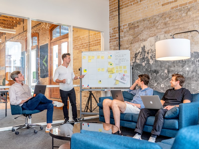 Team collaborating in a work meeting